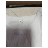 Artfish Women Casual Basic Sleeveless High Neck Rib-Knit Front Racerback Crop Tank Top 01#White,M