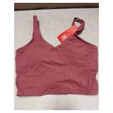 Womens Longline Sports Bra Wirefree Padded Medium Support Yoga Bras Gym Running Workout Tank Tops (Rose red, Small, s)