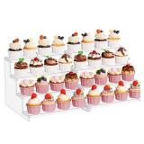 Lifewit 4 Tier Clear Display Stand Risers, 12 Inch Display Shelf for Cupcake, Perfumes, Desserts, Figurines, Organizer and Decor for Bedroom, Bathroom, Party,  Non-Detachable Once Assembled