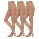 MANZI 3 Pairs Convertible Dance Tights for Women Transition Ballet Stockings Light Suntan XX-Large