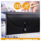 Nicecho Receipt Coupon Organizer, 13 Pockets Small Accordion File Organizer with Labels for Receipt Cards, Bill Business, Coupons Storage, 10.2X 5.1 Inches