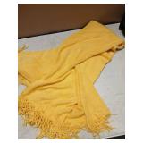 Homiest Decorative Knitted Throw Blanket with Fringe Soft & Cozy Tassel Blanket for Couch Sofa Bed (Yellow,50x60)