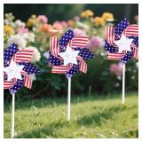 UOUYOO American Flag Patriotic Pinwheels 10 Pack pinwheels for Yard and Garden Red White and Blue Decorations Outdoor Decor Windmills for 4th of July Decorations
