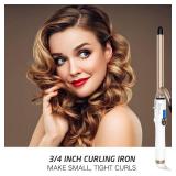 3/4 Inch Curling Iron Professional, Ceramic Tourmaline Curl Wand Barrel, Hair Curler Iron for Short Hair,Glove Include, Glove Include, Gold Tested Powers On