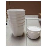 InmeRun Plant Pots Indoor Plastic Flower Pots Outdoor 5 inch Set of 6 Pack with Drainage Holes and Saucers for Garden Pots (5inch-6white)