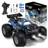Hielse Remote Control Car, All-Terrain Remote Control Truck for Boys, Rechargeable Rc Truck with LED, 1:20, 10KM/H, 2 Motors, 2.4GHZ, Speed Friendly, Sturdy, Rc Cars for Christmas, Kids, Beginner