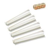 TAIKULA Mahjong All-in-One Tile Rack & Pusher, Acrylic Mahjong Combo, Enhanced Mah Jongg Tile Holders Set of 4 with 3 Goldern Dics (Beige White)