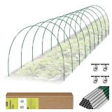 60 PCS Garden Hoops for Raised Beds, Rifny 10 Sets Greenhouse Hoops Kit of 8 FT Long Grow Tunnel, Rust-Free Fiberglass Garden Support Poles for Insect Mesh Netting Freeze Plant Cover (Green)
