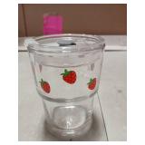 Olvini 13oz Glass Tumbler with Straw and Lid, Reusable Iced Coffee Cup Tumbler, Cute Glass Cups for Water, Matcha, Travel Coffee Mugs (Strawberry - 13oz)