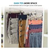Zober 5-Tier Skirt Hangers with Clips - Metal, Non-Slip Space Saving Pants Hangers W/Adjustable Clips & Swivel Hooks - Skirt Hangers for Women (3-Pack)