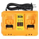 TeenPower 12/20V Max Battery Charger Replacement for Dewalt DCB102 Compatible with 12V 20V Max Lithium Battery DCB124 DCB203 DCB204 DCB606, 2-Port Simultaneous Charging