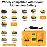 TeenPower 12/20V Max Battery Charger Replacement for Dewalt DCB102 Compatible with 12V 20V Max Lithium Battery DCB124 DCB203 DCB204 DCB606, 2-Port Simultaneous Charging