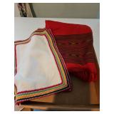 For placemats, red Southwest design tablecloth