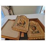 Two small gold framed pictures, picture frames