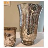 Mercury glass Style vases tall one is 12 in tall