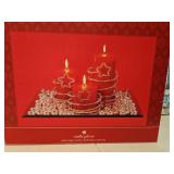 Fancy candle gift set, Pearl wrapped candles with decorative mirror tray