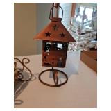Sorted Christmas candles, metal sleigh, metal hanging candle lamp