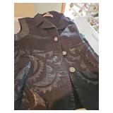 Ladies size medium sweaters, size medium leather trimmed vest