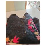 Three, lady size large fancy trimmed sweaters