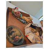 Vintage Santa on sleigh, small framed picture, box made out of cards