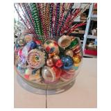 Large jar full of vintage ornaments