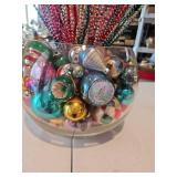Large jar full of vintage ornaments