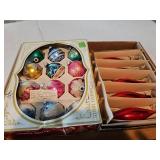 Miscellaneous vintage ornaments one box is Shiny Bright