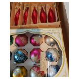 Miscellaneous vintage ornaments one box is Shiny Bright