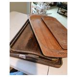 Miscellaneous wood trays some with brass corners