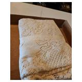 Two, Ivory colored lace tablecloth