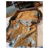 Antique velvet table throw, some damage and candle wax