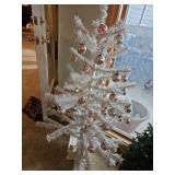 4 ft white Christmas tree with silver and pink ornaments