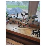 Metal Holly candle holder with bird