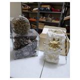Small box of glitter Pine cones, gold glitter Christmas ornaments, fancy Christmas candle
