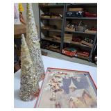 Christmas wall hanging and two glitter Christmas trees