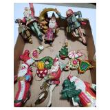 Miscellaneous dancing Santa and vintage sequined ornaments