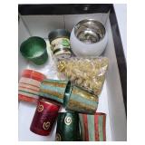 Miscellaneous votive holders and candle Christmas tree