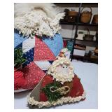 Stuffed Santa made from old quilt, small cloth Santa