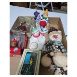 Assorted Christmas ornaments and candle holders