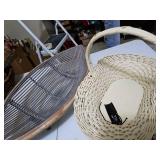 White wicker basket and large oblong basket