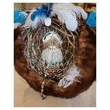 Fur covered Southwest themed wreath with dreamcatcher