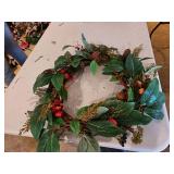 Approximately 20-in twig wreath with leaves and berries