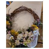 Springtime at wreath with flowers