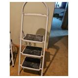 White metal three-step ladder