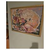 Pink needlepoint framed picture