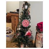 3 ft Christmas tree decorated with kitchen utensils and pot holders