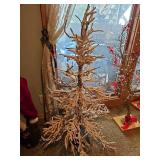 White flocked twig Christmas tree, approximately 3 and 1/2 ft tall