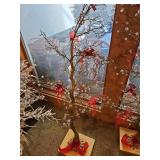 Twig Christmas tree decorated with crystals and pink bows