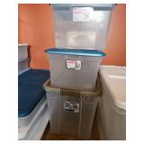 127 gallon, 158 quart, 158 quart clear plastic storage totes with lids