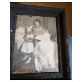 Approximately 13x16 framed print of mother and children, black frame